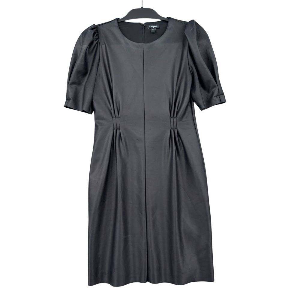 Express Faux Leather Sheath Dress Womens Size S Polyester Spandex Black